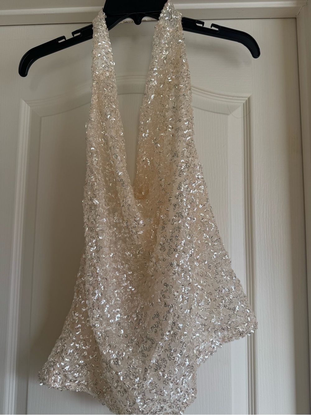 Zara Ivory Sequin Halter Bandeau Top